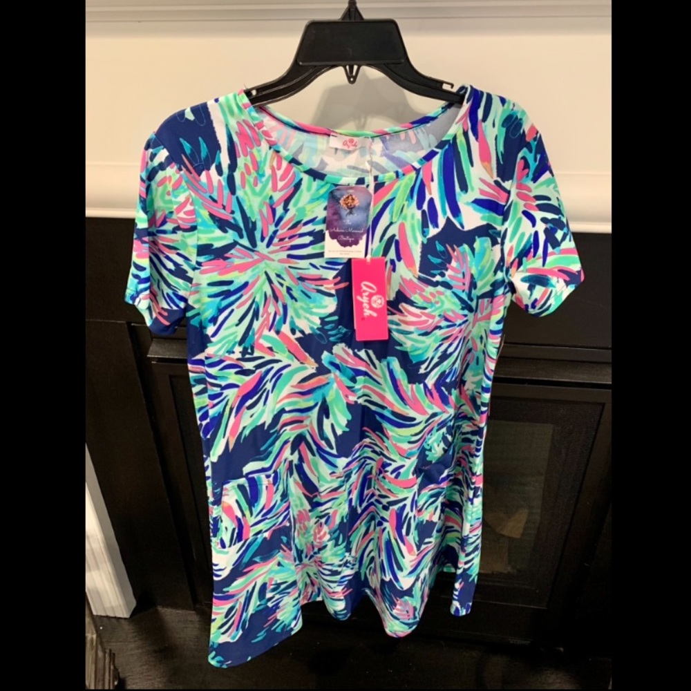 Short Sleeve Swing Dress with Front Pockets